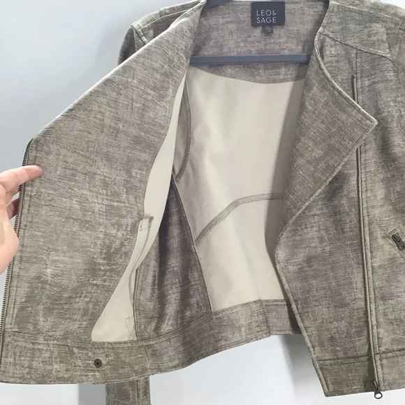 Leo & Sage Moto Style Casual Zip Jacket - Picture 5 of 8